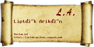 Lipták Arikán névjegykártya